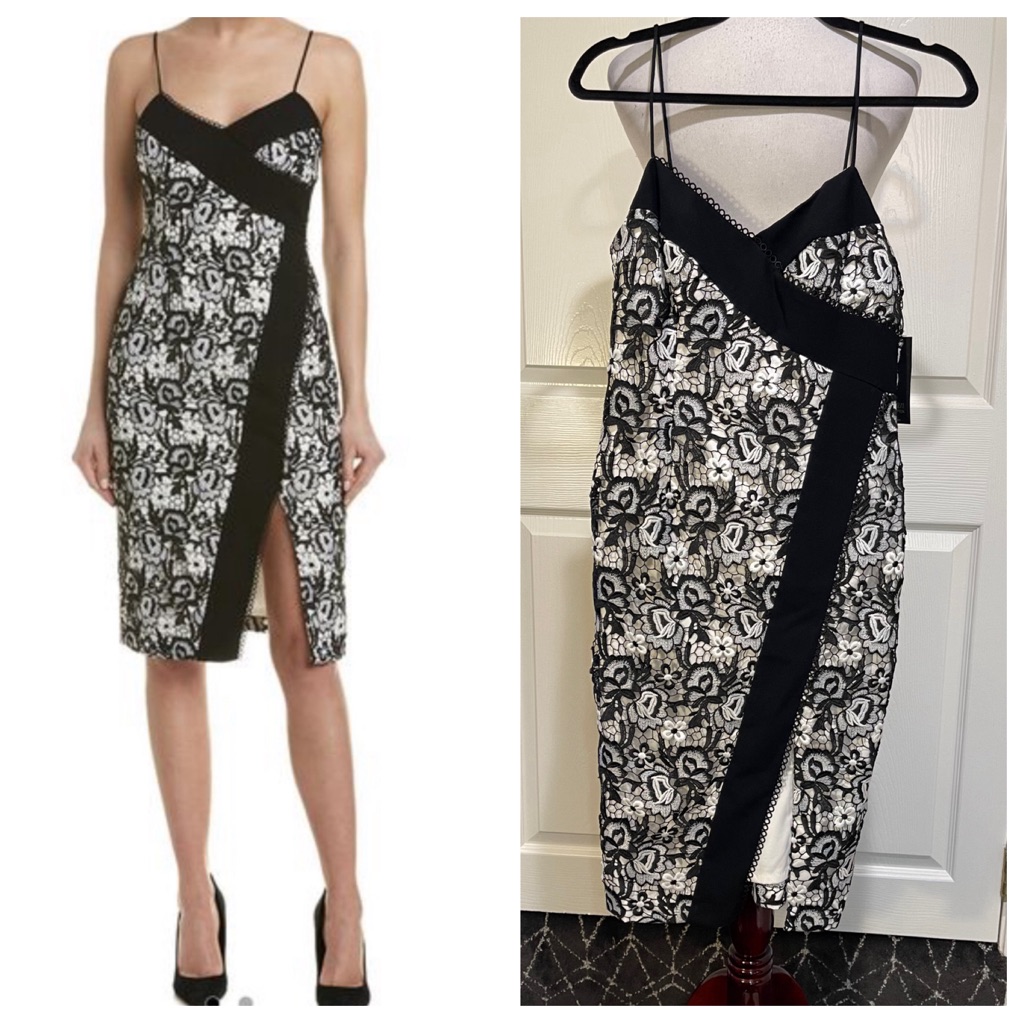 Nwt! Aidan Mattox Lace And Crepe Cocktail Dress
